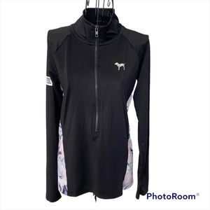 PINK Victoria's Secret Ultimate Black with Marble Pint 1/2 Zip Pullover Size S